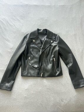 Levi's Black Faux Leather Moto Jacket with Silver Hardware